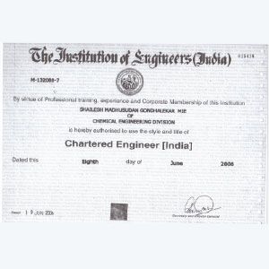 Gondhalekar Chartered Engineer Certificate